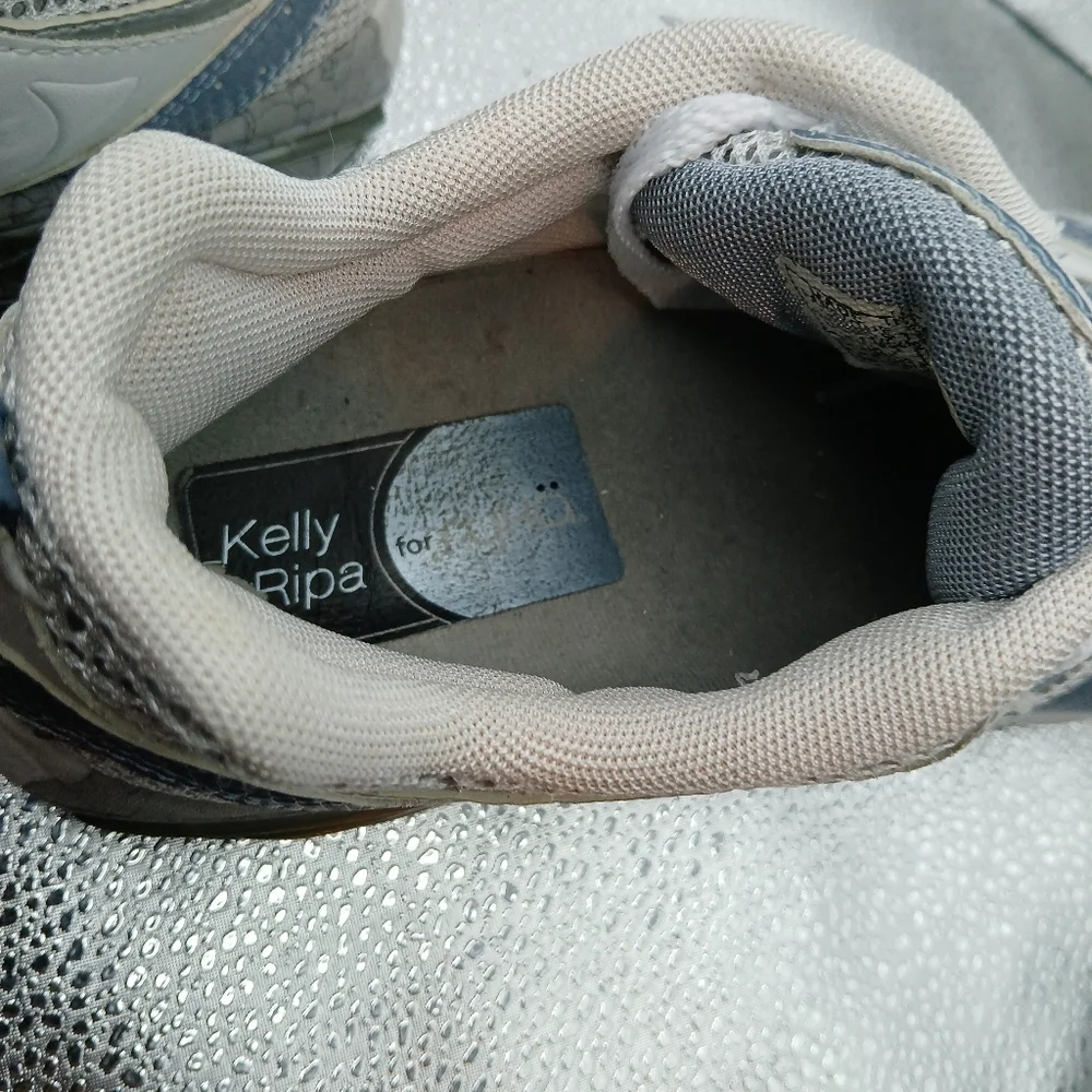 Ryka White & Metalic Lt Blue Pursuit Sneakers Women's Size 9